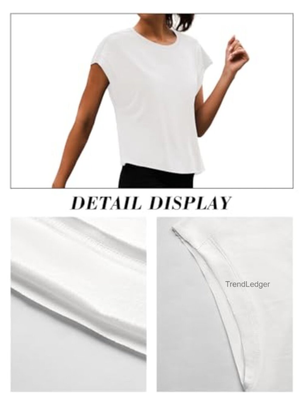 Open Back Workout Shirt Short Sleeve Crop Tee Yoga Gym Running Top - Picture 5 of 6